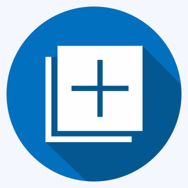 Fotoğraflara Simge Ekle - Uzun Gölge Biçimi - Basit illüstrasyon, Düzenlenebilir vuruş, Tasarım şablonu vektörü, baskılar, posterler, reklamlar, duyurular, bilgi grafikleri, vs..