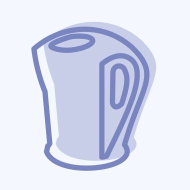 Simge Elektrikli Kettle - İki Ton Biçimi - Basit illüstrasyon, Düzenlenebilir vuruş, Tasarım şablonu vektörü, baskılar, posterler, reklamlar, duyurular, bilgi grafikleri, vs..