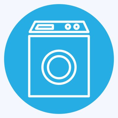 Simge Yıkama Makinesi - Mavi Gözler Biçimi - Basit illüstrasyon, Düzenlenebilir vuruş, Tasarım şablonu vektörü, baskılar, posterler, reklamlar, duyurular, bilgi grafikleri vs..