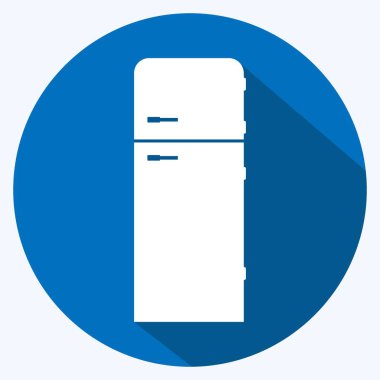 Simge Buzdolabı - Uzun Gölge Biçimi - Basit illüstrasyon, Düzenlenebilir vuruş, Tasarım şablonu vektörü, baskılar, posterler, reklamlar, duyurular, bilgi grafikleri, vs..