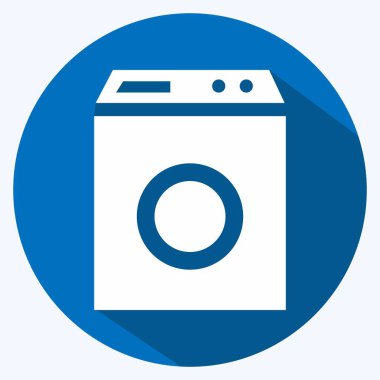 Simge Temizleme Makinesi - Uzun Gölge Biçimi - Basit illüstrasyon, Düzenlenebilir vuruş, Tasarım şablonu vektörü, baskılar, posterler, reklamlar, duyurular, bilgi grafikleri vs..