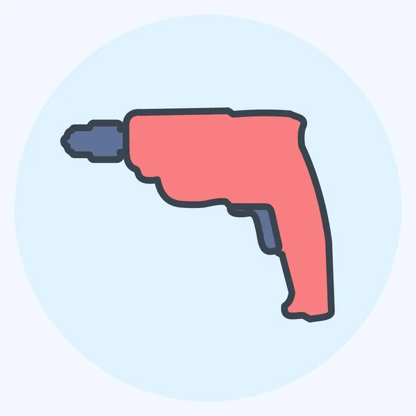 Icon Drill Machine Χρώμα Mate Style Απλή Απεικόνιση Επεξεργάσιμο Εγκεφαλικό — Διανυσματικό Αρχείο