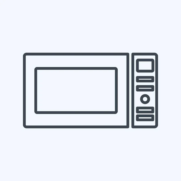 Icon Microwave Estilo Linha Ilustração Simples Curso Editável Vetor Modelo — Vetor de Stock