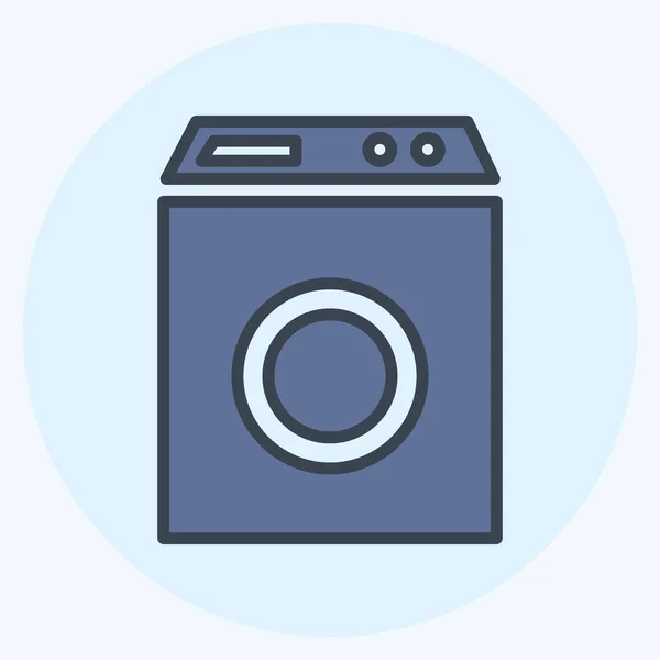 Icon Washing Machine Color Mate Style Simple Illustration Editable Stroke — 스톡 벡터