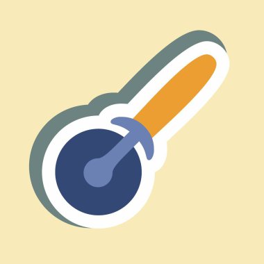 Çıkartma Pizza Cutter - Basit illüstrasyon, Düzenlenebilir felç, Tasarım şablonu vektörü, baskılar, posterler, reklamlar, duyurular, bilgi grafikleri vs..