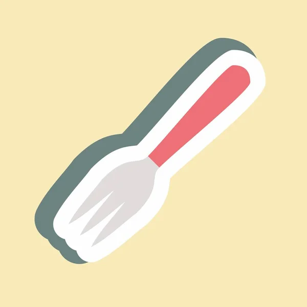 Fork Adesivo Ilustração Simples Curso Editável Vetor Modelo Design Bom — Vetor de Stock