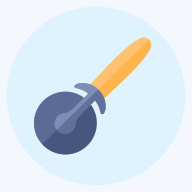 Simge Pizza Kesicisi - Düz Biçim - Basit illüstrasyon, Düzenlenebilir vuruş, Tasarım şablonu vektörü, baskılar, posterler, reklamlar, duyurular, bilgi grafikleri vs..