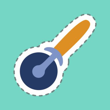 Çıkartma Pizza Cutter - Satır Kesimi - Basit illüstrasyon, Düzenlenebilir vuruş, Tasarım şablonu vektörü, baskılar, posterler, reklamlar, duyurular, bilgi grafikleri vs..