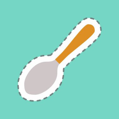 Etiket Kaşığı - Satır Kesimi - Basit illüstrasyon, Düzenlenebilir vuruş, Tasarım şablonu vektörü, baskılar, posterler, reklamlar, duyurular, bilgi grafikleri vs..