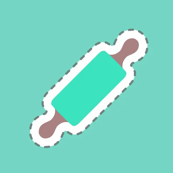 Sticker Rolling Pin Line Cut Eenvoudige Illustratie Bewerkbare Slag Design — Stockvector