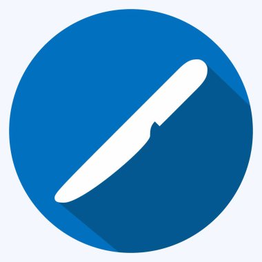 Simge Oyma Bıçağı - Uzun Gölge Biçimi - Basit illüstrasyon, Düzenlenebilir vuruş, Tasarım şablonu vektörü, baskılar, posterler, reklamlar, duyurular, bilgi grafikleri, vs..