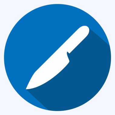 Simge Şef Bıçağı - Uzun Gölge Biçimi - Basit illüstrasyon, Düzenlenebilir vuruş, Tasarım şablonu vektörü, baskılar, posterler, reklamlar, duyurular, bilgi grafikleri, vs..