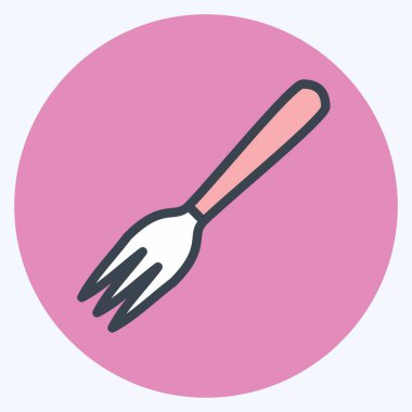 Simge Fork - Renk Eşleştirme Biçimi - Basit illüstrasyon, Düzenlenebilir vuruş, Tasarım şablonu vektörü, baskılar, posterler, reklamlar, duyurular, bilgi grafikleri vs..