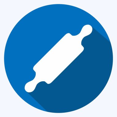 Simge Rolling Pin - Uzun Gölge Biçimi - Basit illüstrasyon, Düzenlenebilir vuruş, Tasarım şablonu vektörü, baskılar, posterler, reklamlar, duyurular, bilgi grafikleri vs..