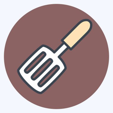 Simge Spatula - Renk Eşleştirme Biçimi - Basit illüstrasyon, Düzenlenebilir vuruş, Tasarım şablonu vektörü, baskılar, posterler, reklamlar, duyurular, bilgi grafikleri vs..