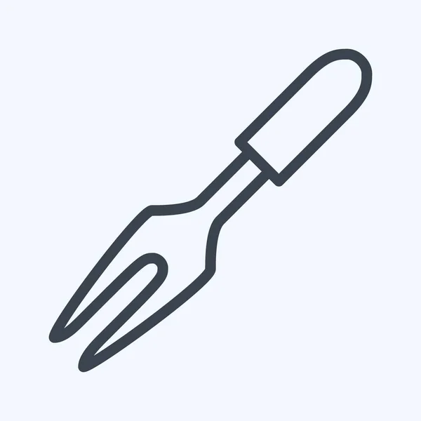 Icon Escultura Fork Estilo Linha Ilustração Simples Curso Editável Vetor — Vetor de Stock