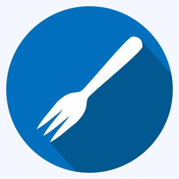 Icon Fork Long Shadow Style Illustration Simple Course Modifiable Vecteur — Image vectorielle