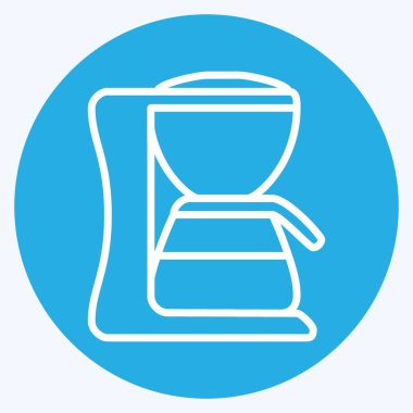 Simge Kahve Makinesi - Mavi Göz Biçimi - Basit illüstrasyon, düzenlenebilir felç, tasarım şablonu vektörü, baskılar, posterler, reklamlar, duyurular, bilgi grafikleri vs..