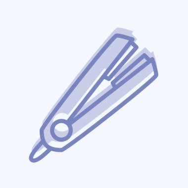 Simge Saç Düzleştirici - İki Ton Biçimi - Basit illüstrasyon, Düzenlenebilir vuruş, Tasarım şablonu vektörü, baskılar, posterler, reklamlar, duyurular, bilgi grafikleri, vs..