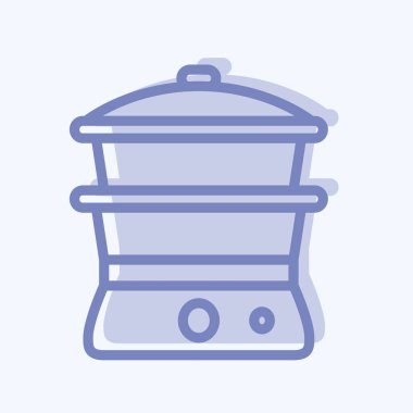 Simge Buharı - İki Ton Biçimi - Basit illüstrasyon, Düzenlenebilir vuruş, Tasarım şablonu vektörü, baskılar, posterler, reklamlar, duyurular, bilgi grafikleri vs..