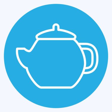 Icon Teapot - Mavi Gözler Biçimi - Basit illüstrasyon, Düzenlenebilir vuruş, Tasarım şablonu vektörü, baskılar, posterler, reklamlar, duyurular, bilgi grafikleri vs..
