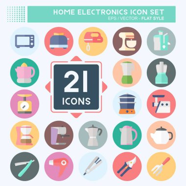 Simge Seti - Düz Biçim - Basit illüstrasyon, Düzenlenebilir vuruş, Tasarım şablonu vektörü, baskılar, posterler, reklamlar, duyurular, bilgi grafikleri vs..