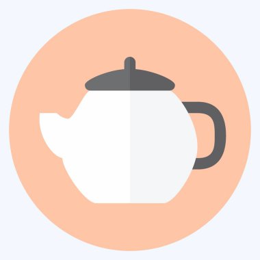Simge Teapot - Düz Biçim - Basit illüstrasyon, Düzenlenebilir vuruş, Tasarım şablonu vektörü, baskılar, posterler, reklamlar, duyurular, bilgi grafikleri vs..
