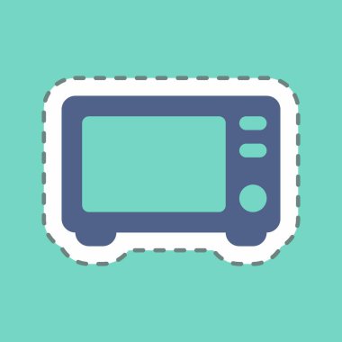 Etiket Mikrodalga - Satır Kesimi - Basit illüstrasyon, Düzenlenebilir vuruş, Tasarım şablonu vektörü, baskılar, posterler, reklamlar, duyurular, bilgi grafikleri vs..