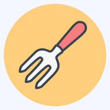 Simge Bahçe Çatalı - Renk Eşleştirme Biçimi - Basit illüstrasyon, Düzenlenebilir vuruş, Tasarım şablonu vektörü, baskılar, posterler, reklamlar, duyurular, bilgi grafikleri vs..