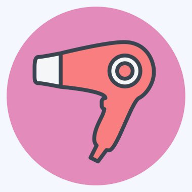 Simge Saç Kurutma - Renk Eşi Biçimi - Basit illüstrasyon, Düzenlenebilir vuruş, Tasarım şablonu vektörü, baskılar, posterler, reklamlar, duyurular, bilgi grafikleri, vs..