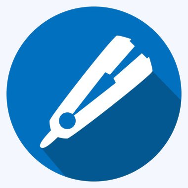 Simge Saç Düzleştirici - Uzun Gölge Biçimi - Basit illüstrasyon, Düzenlenebilir vuruş, Tasarım şablonu vektörü, baskılar, posterler, reklamlar, duyurular, bilgi grafikleri, vs..