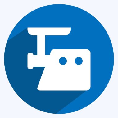 Simge Öğütücü - Uzun Gölge Biçimi - Basit illüstrasyon, Düzenlenebilir vuruş, Tasarım şablonu vektörü, baskılar, posterler, reklamlar, duyurular, bilgi grafikleri, vs..