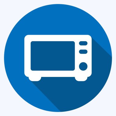 Simge Mikrodalga - Uzun Gölge Biçimi - Basit illüstrasyon, Düzenlenebilir vuruş, Tasarım şablonu vektörü, baskılar, posterler, reklamlar, duyurular, bilgi grafikleri vs..