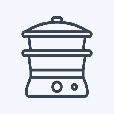 Simge Buharı - Satır Biçimi - Basit illüstrasyon, Düzenlenebilir vuruş, Tasarım şablonu vektörü, baskılar, posterler, reklamlar, duyurular, bilgi grafikleri vs..