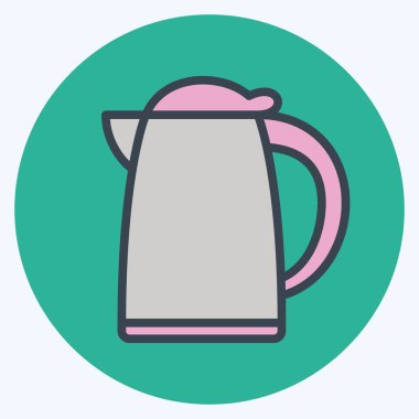 Simge Su Kaloriferi - Renk Eşleştirme Biçimi - Basit illüstrasyon, Düzenlenebilir vuruş, Tasarım şablonu vektörü, baskılar, posterler, reklamlar, duyurular, bilgi grafikleri vs..