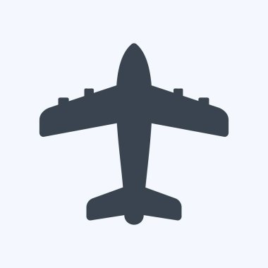 Simge Uçağı - Glyph Biçimi - Basit illüstrasyon, Düzenlenebilir vuruş, Tasarım şablonu vektörü, baskılar, posterler, reklamlar, duyurular, bilgi grafikleri vs..