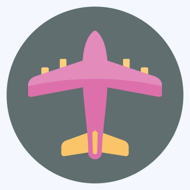 Simge Uçağı - Düz Biçim - Basit illüstrasyon, Düzenlenebilir vuruş, Tasarım şablonu vektörü, baskılar, posterler, reklamlar, duyurular, bilgi grafikleri vs..