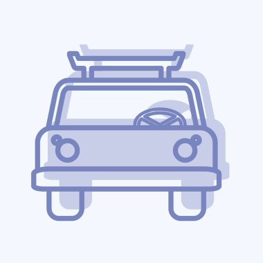 Simge Taksisi - İki Ton Biçimi - Basit illüstrasyon, Düzenlenebilir vuruş, Tasarım şablonu vektörü, baskılar, posterler, reklamlar, duyurular, bilgi grafikleri vs..