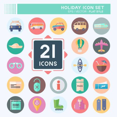 Simge Ayarlama Tatili - Düz Biçim - Basit illüstrasyon, Düzenlenebilir vuruş, Tasarım şablonu vektörü, Yazdırma, poster, reklamlar, duyurular, bilgi grafikleri vs..