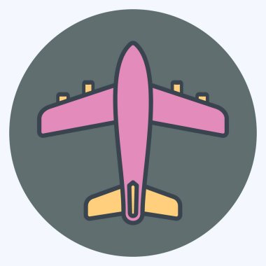 Simge Uçağı - Renk Eşleştirme Biçimi - Basit illüstrasyon, Düzenlenebilir vuruş, Tasarım şablonu vektörü, baskılar, posterler, reklamlar, duyurular, bilgi grafikleri, vs..