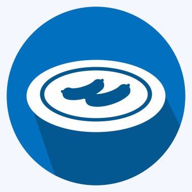 Simge Kaynamış Sosisler - Uzun Gölge Biçimi - Basit illüstrasyon, Düzenlenebilir vuruş, Tasarım şablonu vektörü, baskılar, posterler, reklamlar, duyurular, bilgi grafikleri, vs..