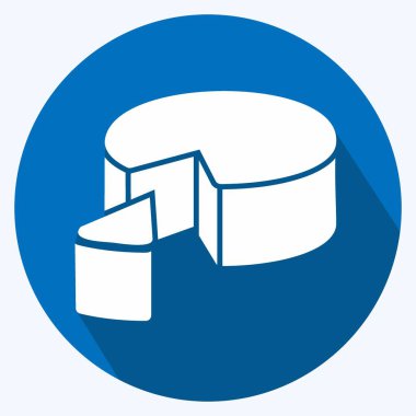 Simge Peyniri - Uzun Gölge Biçimi - Basit illüstrasyon, Düzenlenebilir vuruş, Tasarım şablonu vektörü, baskılar, posterler, reklamlar, duyurular, bilgi grafikleri, vs..