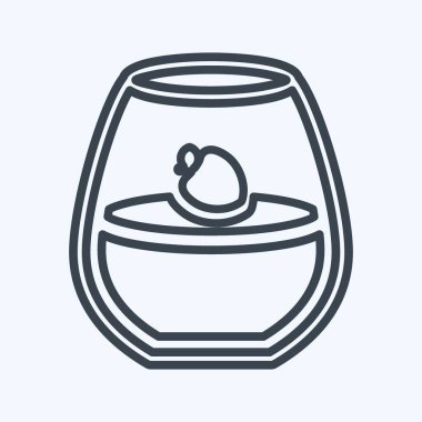 Simge Panna Cotta - Satır Biçimi - Basit illüstrasyon, Düzenlenebilir vuruş, Tasarım şablonu vektörü, baskılar, posterler, reklamlar, duyurular, bilgi grafikleri vs..