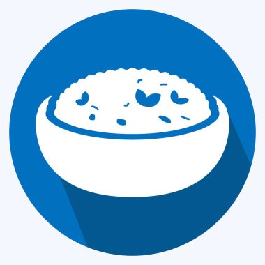 Simge Risotto - Uzun Gölge Biçimi - Basit illüstrasyon, Düzenlenebilir vuruş, Tasarım şablonu vektörü, baskılar, posterler, reklamlar, duyurular, bilgi grafikleri vs..