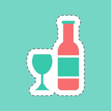 Etiket Şampanya - Satır Kesimi - Basit illüstrasyon, düzenlenebilir felç, tasarım şablonu vektörü, baskılar, posterler, reklamlar, duyurular, bilgi grafikleri vs..