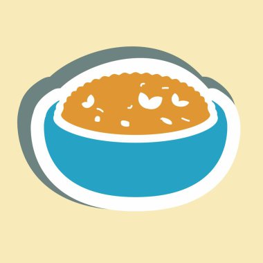 Çıkartma Risotto - Basit illüstrasyon, Düzenlenebilir felç, Tasarım şablonu vektörü, baskılar, posterler, reklamlar, duyurular, bilgi grafikleri vs..