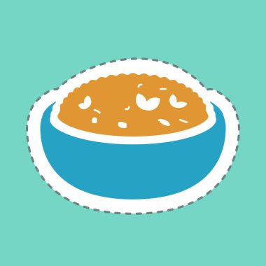 Çıkartma Risotto - Satır Kesimi - Basit illüstrasyon, Düzenlenebilir vuruş, Tasarım şablonu vektörü, baskılar, posterler, reklamlar, duyurular, bilgi grafikleri vs..