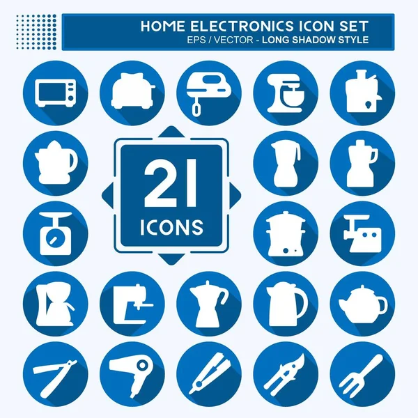 Simge Seti - Uzun Gölge Biçimi - Basit illüstrasyon, Düzenlenebilir vuruş, Tasarım şablonu vektörü, baskılar, posterler, reklamlar, duyurular, bilgi grafikleri vs..