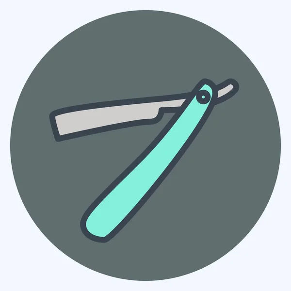 Icon Straight Razor Color Mate Style Einfache Illustration Editierbarer Strich — Stockvektor