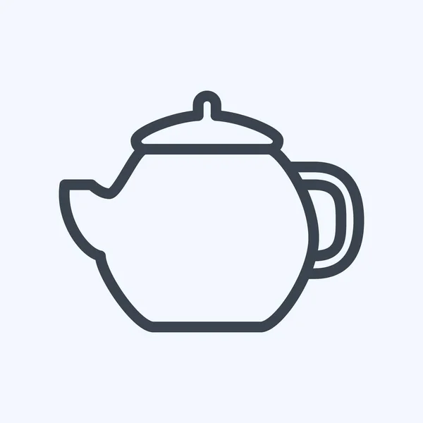 Simge Teapot Satır Biçimi Basit Illüstrasyon Düzenlenebilir Vuruş Tasarım Şablonu — Stok Vektör